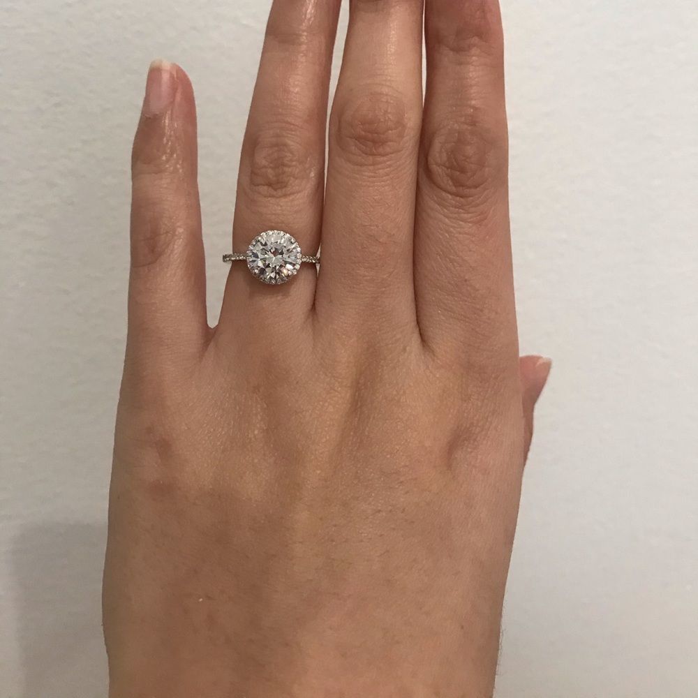 New silver huge round engagement ring wedding ring